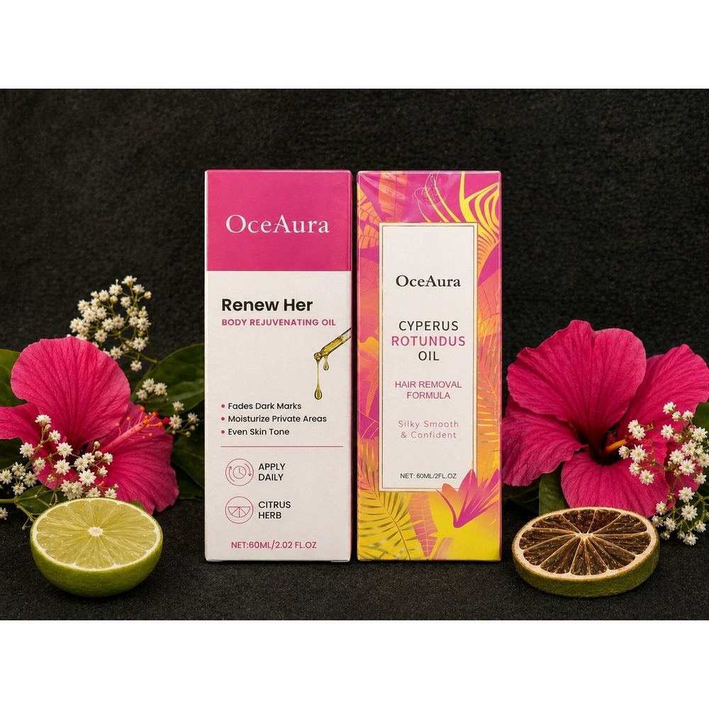OCEAURA Bundle (2) Renew Her Rejuvenating & Cyperus Rotundus Hair Removal Oil